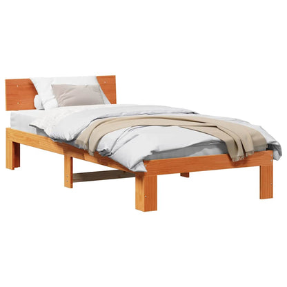 Bed Frame with Headboard Brown 75 x 190 cm Solid Pine wood