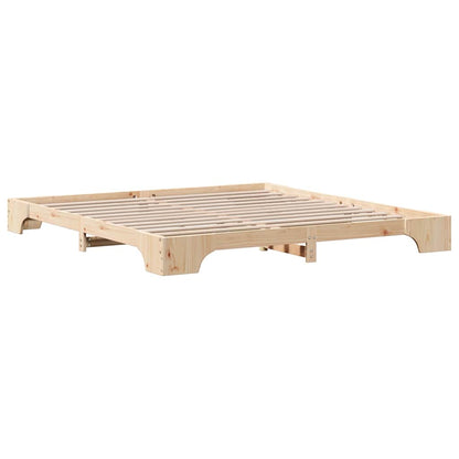 Bed Frame Natural 200 x 200 cm Solid Pine Wood