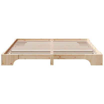 Bed Frame Natural 200 x 200 cm Solid Pine Wood