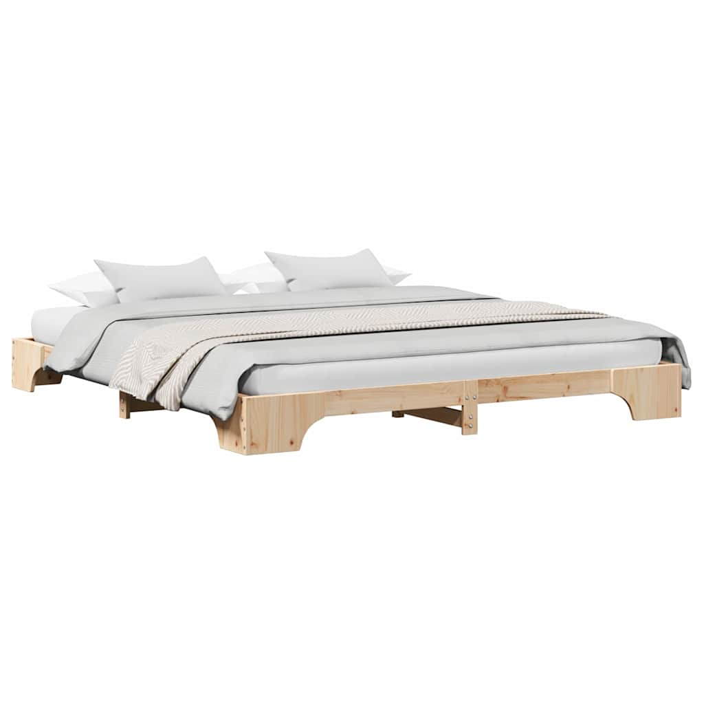 Bed Frame Natural 200 x 200 cm Solid Pine Wood