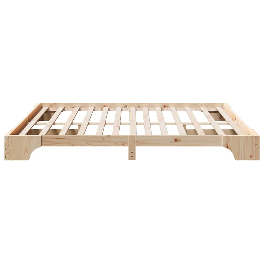 Bed Frame Natural 200 x 200 cm Solid Pine Wood