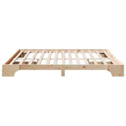 Bed Frame Natural 200 x 200 cm Solid Pine Wood