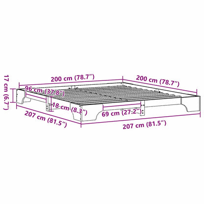 Bed Frame Natural 200 x 200 cm Solid Pine Wood