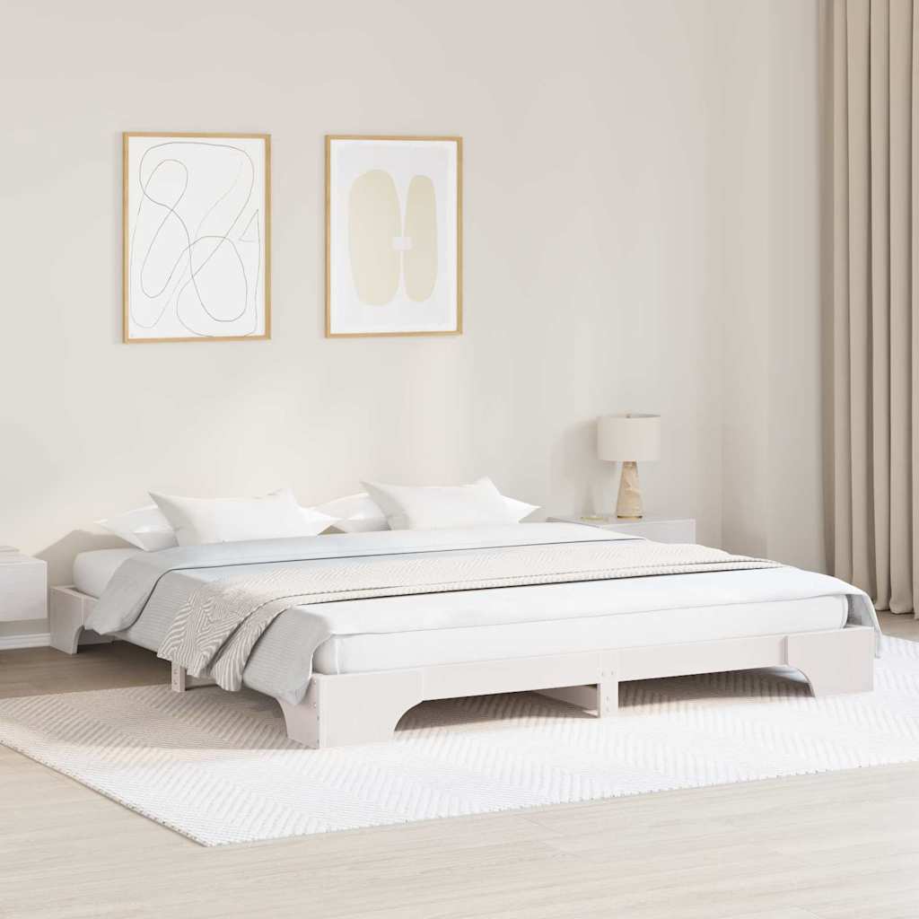 Bed Frame White 200 x 200 cm Solid Pine Wood