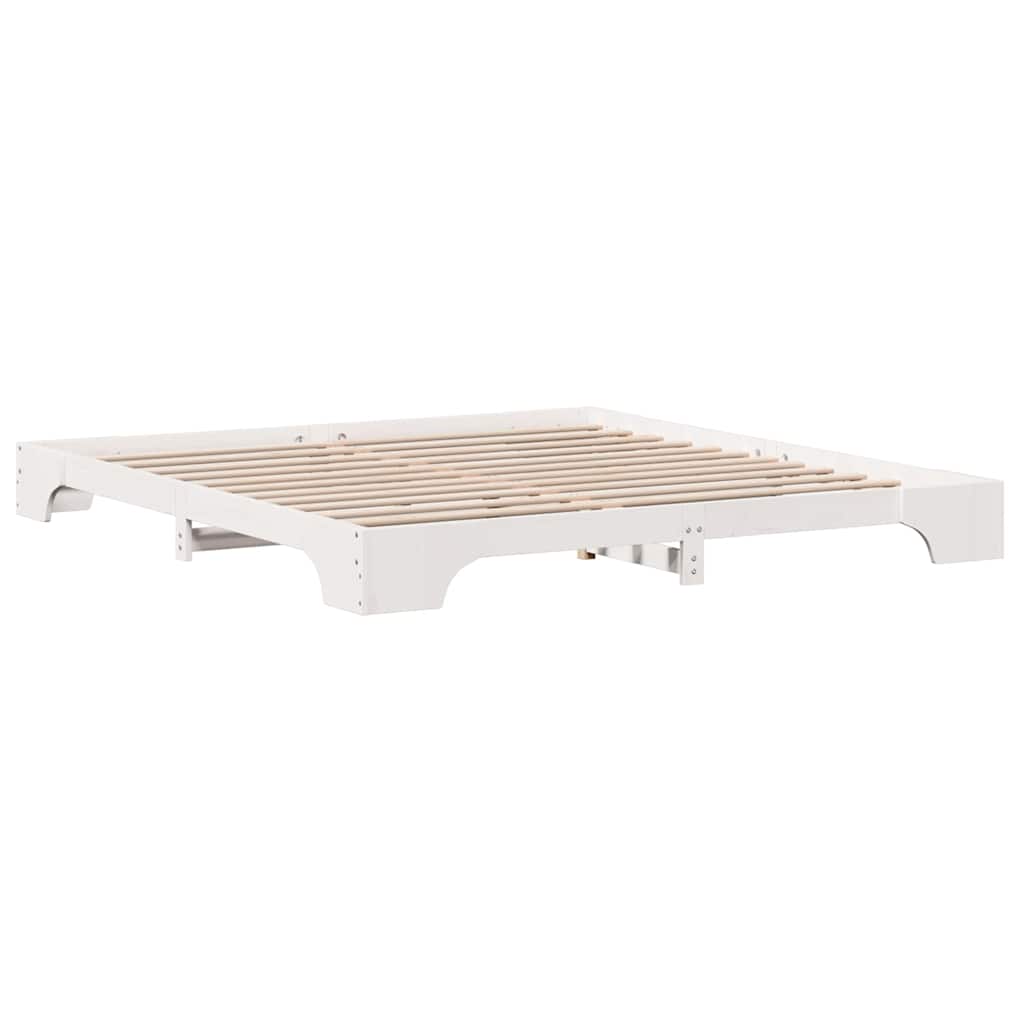 Bed Frame White 200 x 200 cm Solid Pine Wood