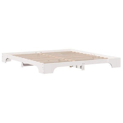 Bed Frame White 200 x 200 cm Solid Pine Wood