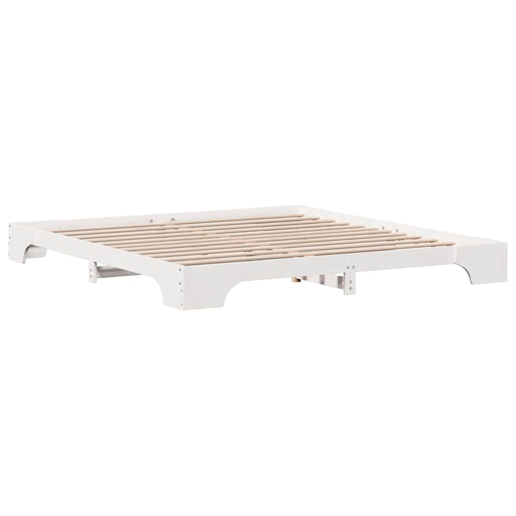 Bed Frame White 200 x 200 cm Solid Pine Wood