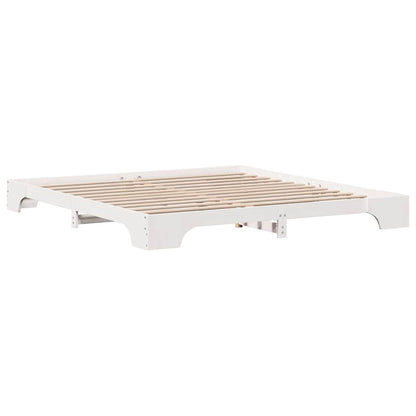 Bed Frame White 200 x 200 cm Solid Pine Wood