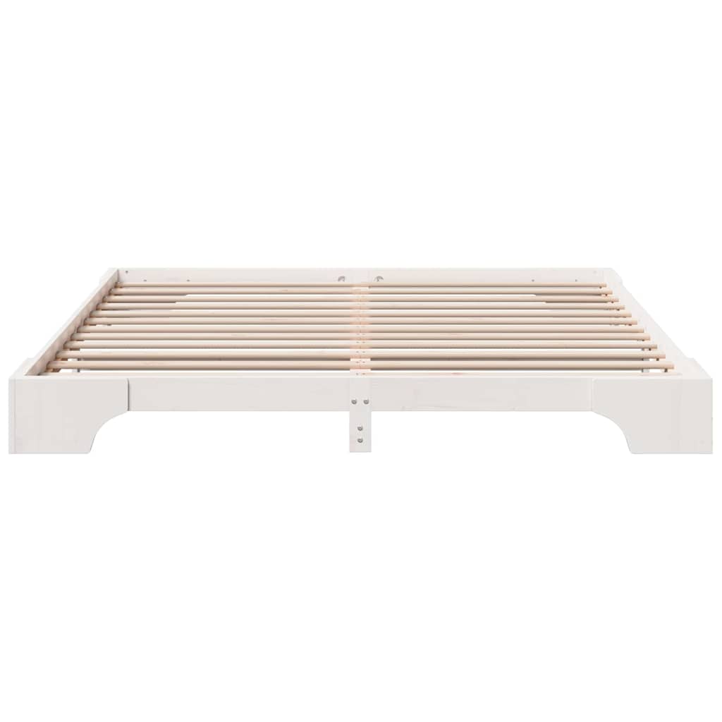 Bed Frame White 200 x 200 cm Solid Pine Wood