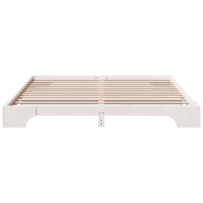 Bed Frame White 200 x 200 cm Solid Pine Wood