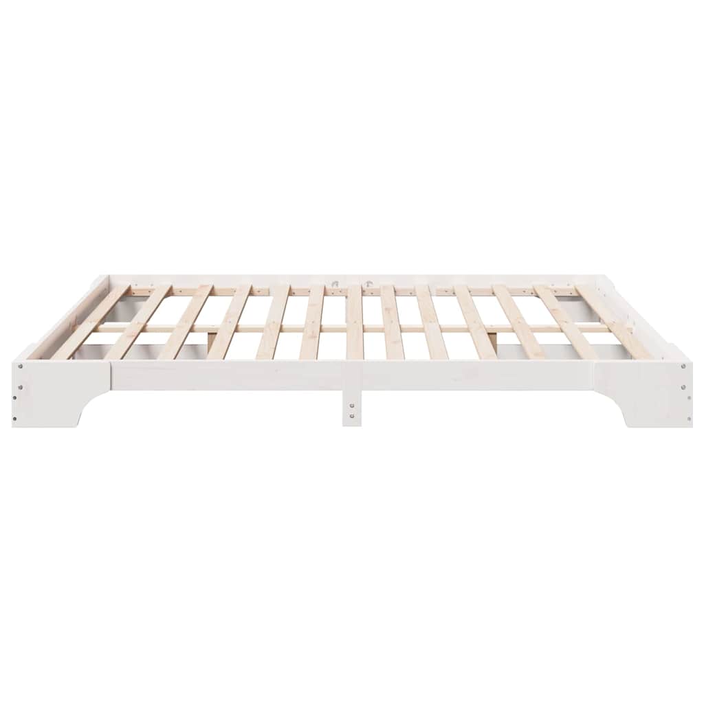 Bed Frame White 200 x 200 cm Solid Pine Wood