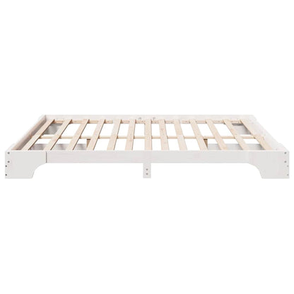 Bed Frame White 200 x 200 cm Solid Pine Wood