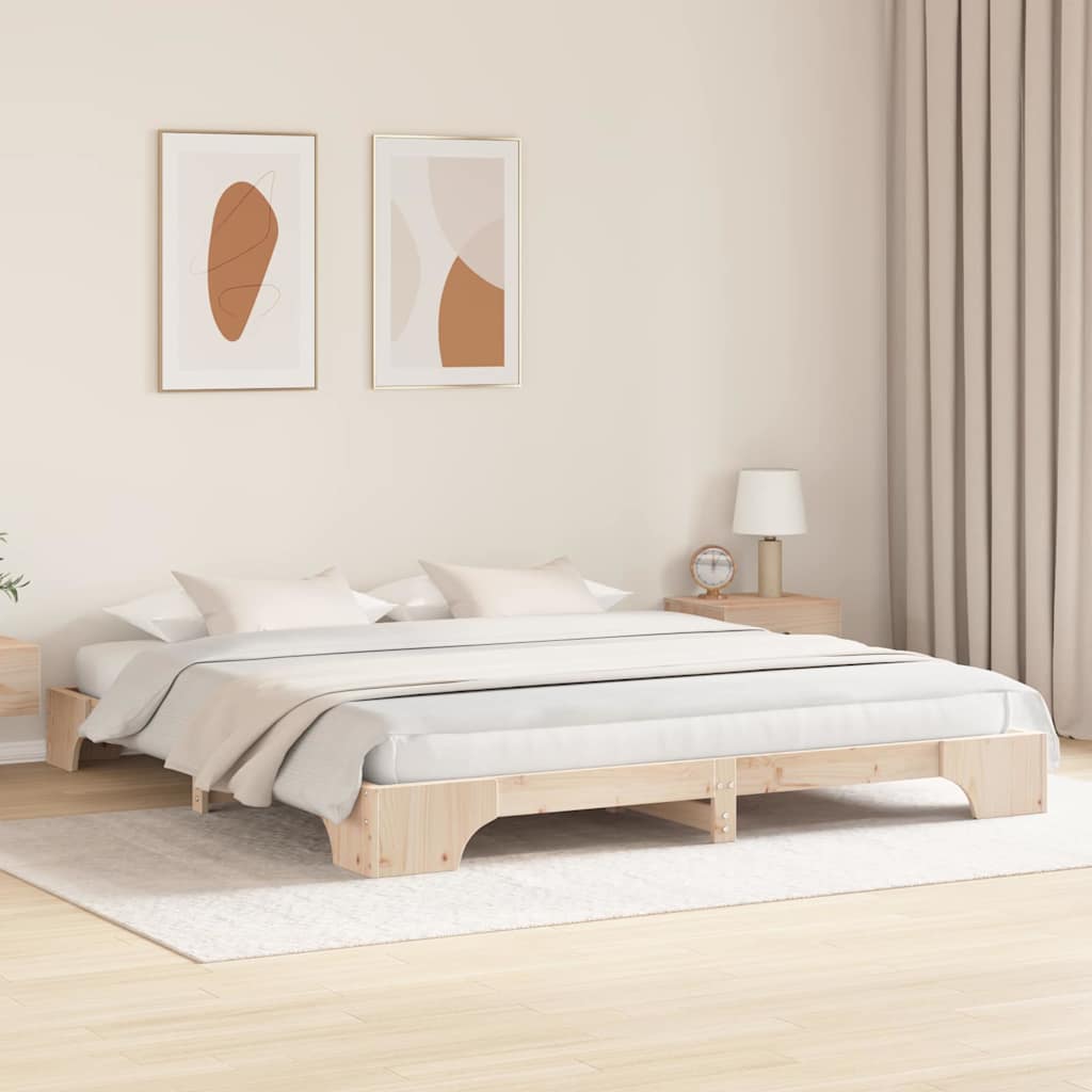Bed Frame Natural 180 x 200 cm Solid Pine Wood