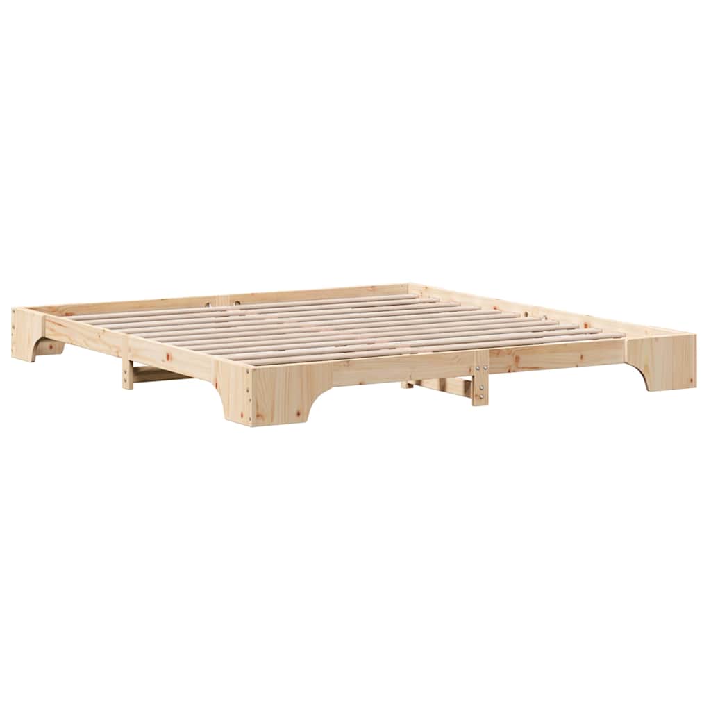 Bed Frame Natural 180 x 200 cm Solid Pine Wood