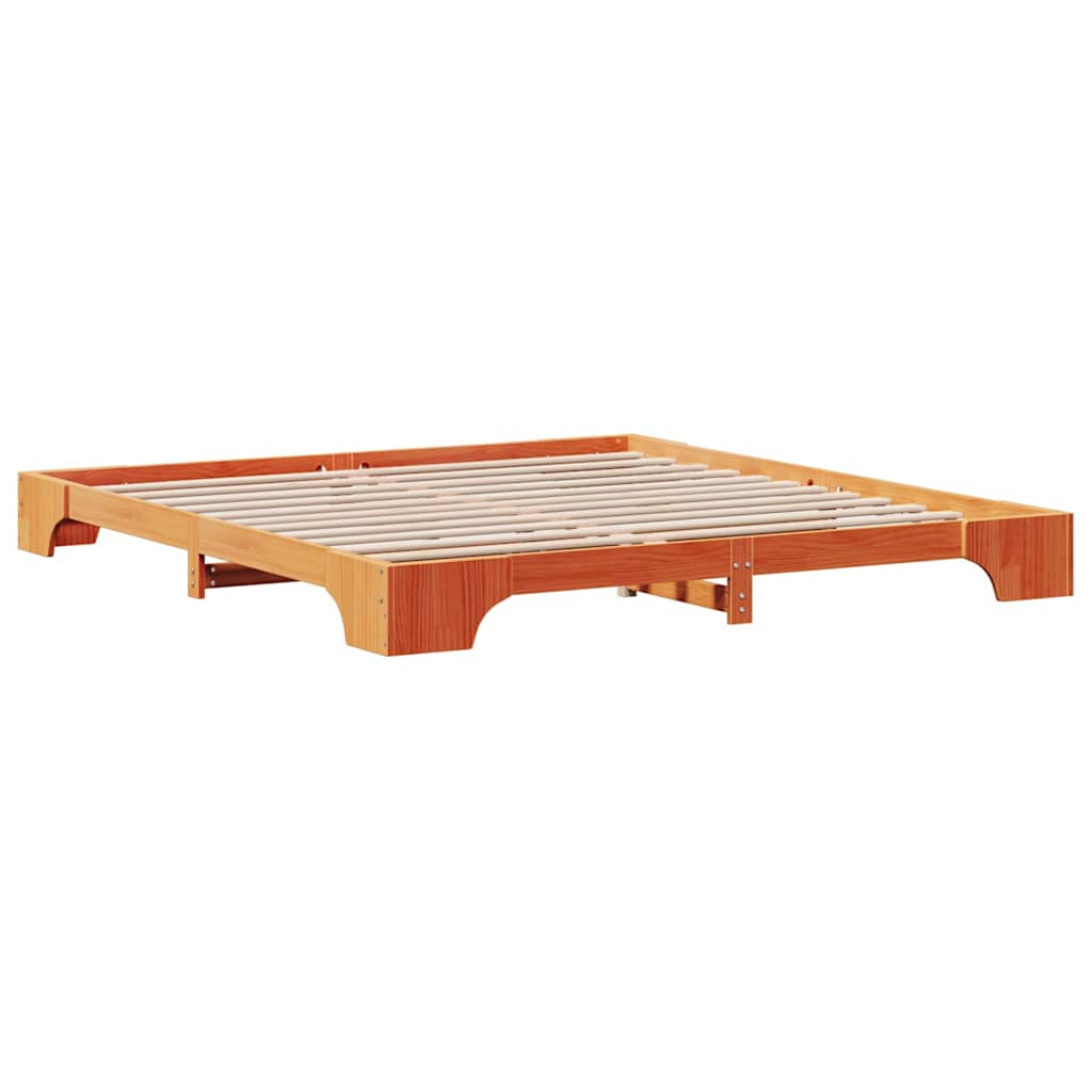 Bed Frame Wax Brown 180 x 200 cm Solid Pine Wood