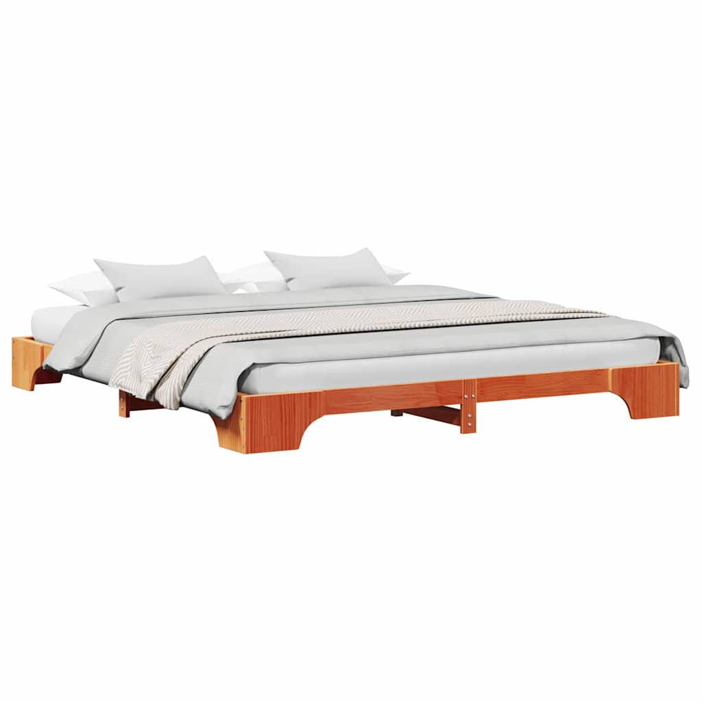 Bed Frame Wax Brown 180 x 200 cm Solid Pine Wood