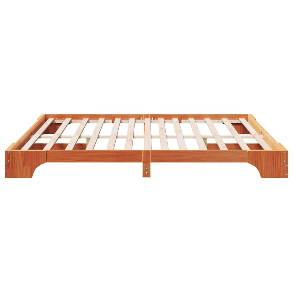 Bed Frame Wax Brown 180 x 200 cm Solid Pine Wood
