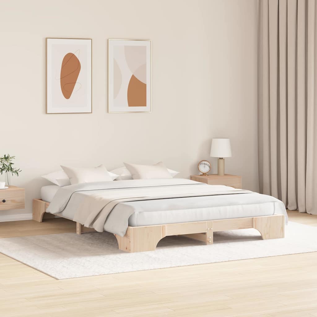 Bed Frame Natural 160 x 200 cm Solid Pine Wood