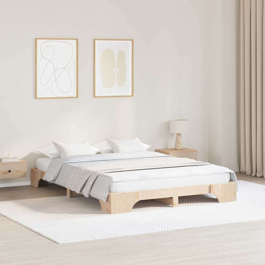 Bed Frame Natural 150 x 200 cm Solid Pine Wood