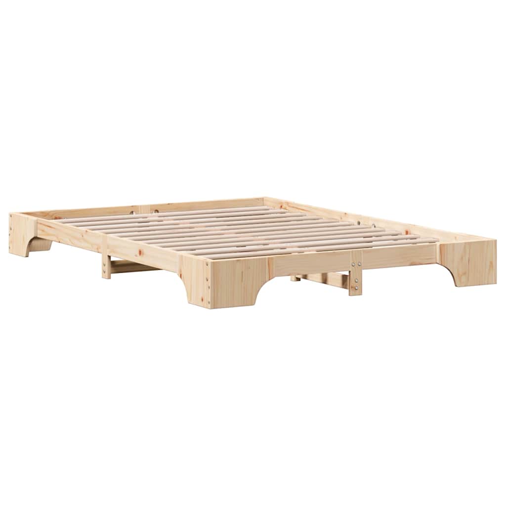 Bed Frame Natural 150 x 200 cm Solid Pine Wood