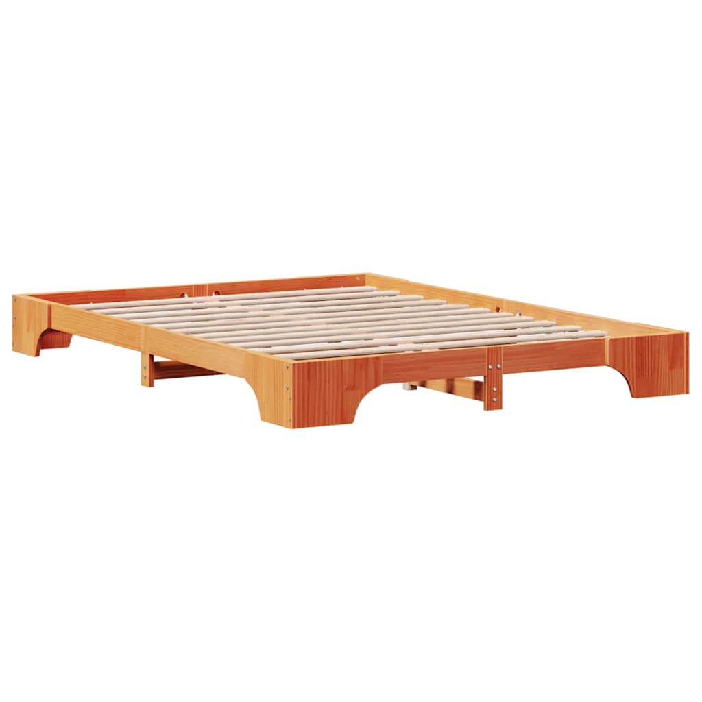 Bed Frame Wax Brown 150 x 200 cm Solid Pine Wood