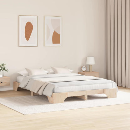 Bed Frame Natural 140 x 200 cm Solid Pine Wood