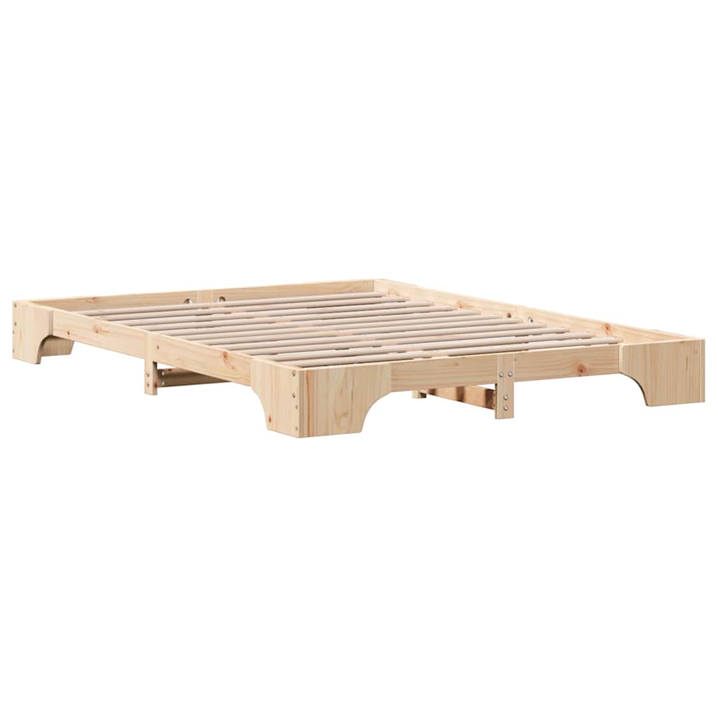 Bed Frame Natural 140 x 200 cm Solid Pine Wood