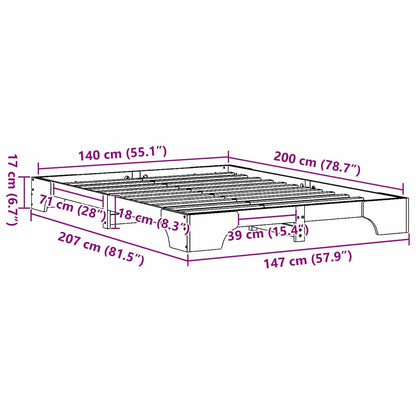 Bed Frame Natural 140 x 200 cm Solid Pine Wood