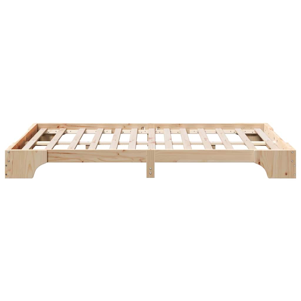 Bed Frame Natural 120 x 200 cm Solid Pine Wood