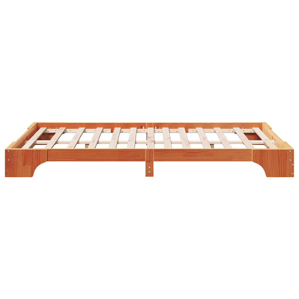 Bed Frame Wax Brown 120 x 200 cm Solid Pine Wood