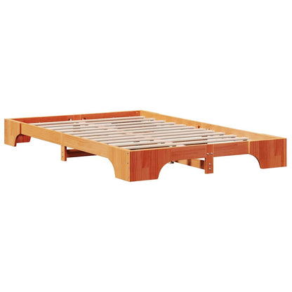 Bed Frame Wax Brown 140 x 190 cm Solid Pine Wood