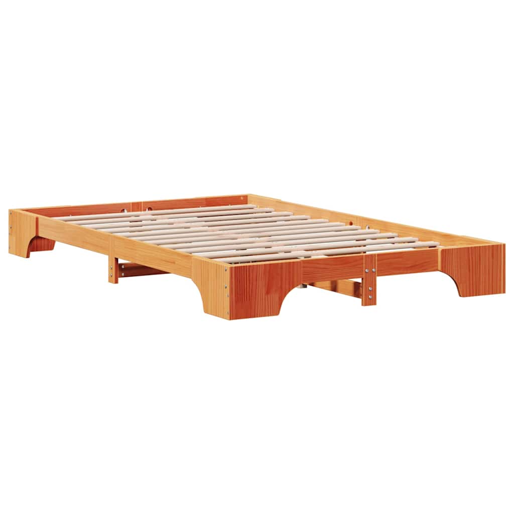 Bed Frame Wax Brown 140 x 190 cm Solid Pine Wood