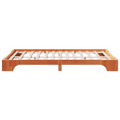 Bed Frame Wax Brown 140 x 190 cm Solid Pine Wood