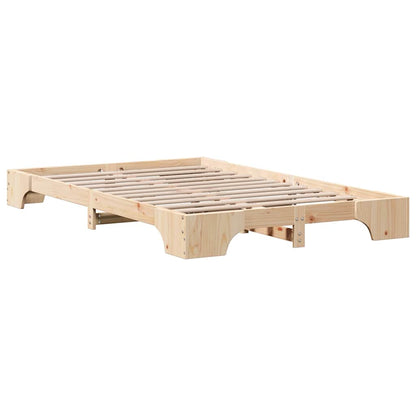 Bed Frame Natural 135 x 190 cm Solid Pine Wood
