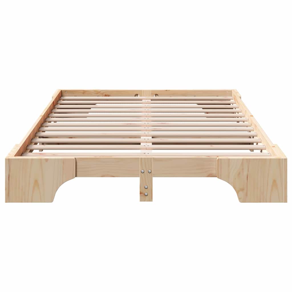 Bed Frame Natural 135 x 190 cm Solid Pine Wood