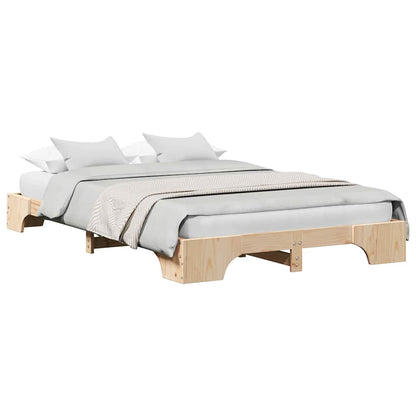 Bed Frame Natural 120 x 190 cm Solid Pine Wood