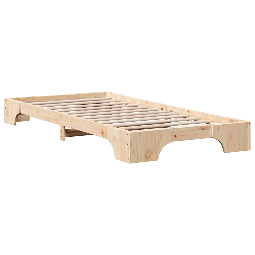 Bed Frame Natural 100 x 200 cm Solid Pine Wood