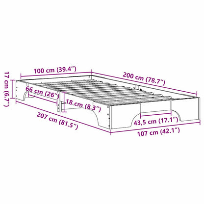 Bed Frame Natural 100 x 200 cm Solid Pine Wood
