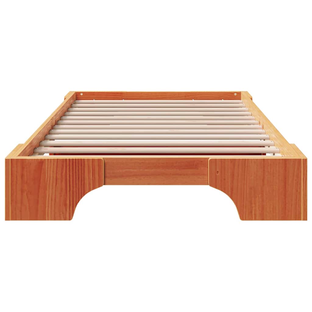 Bed Frame Wax Brown 90 x 200 cm Solid Pine Wood