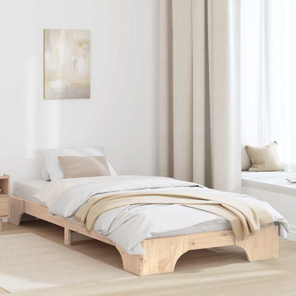 Bed Frame Natural 90 x 190 cm Solid Pine Wood