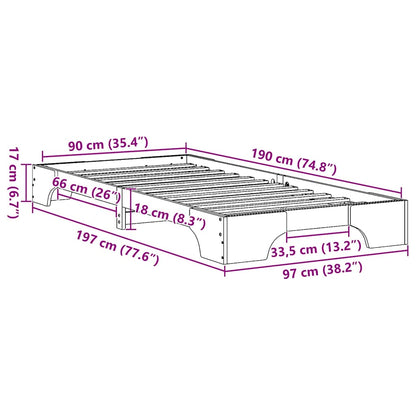 Bed Frame Natural 90 x 190 cm Solid Pine Wood