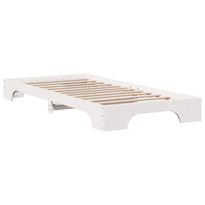 Bed Frame White 90 x 190 cm Solid Pine Wood