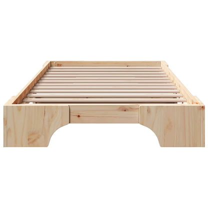 Bed Frame Natural 75 x 190 cm Solid Pine Wood