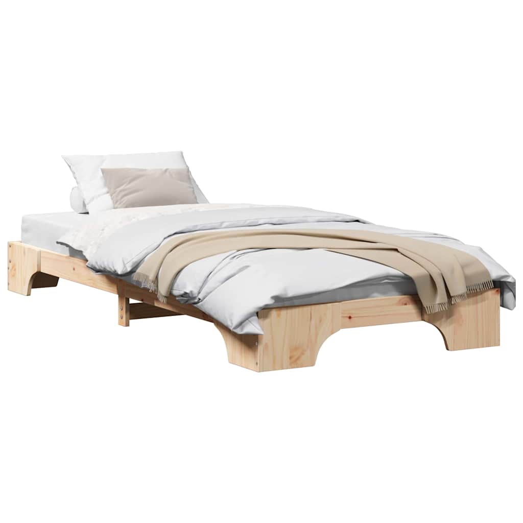 Bed Frame Natural 75 x 190 cm Solid Pine Wood