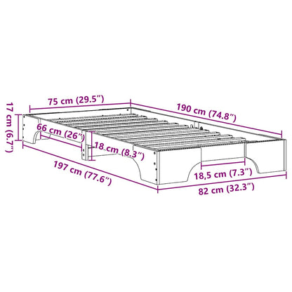 Bed Frame Natural 75 x 190 cm Solid Pine Wood