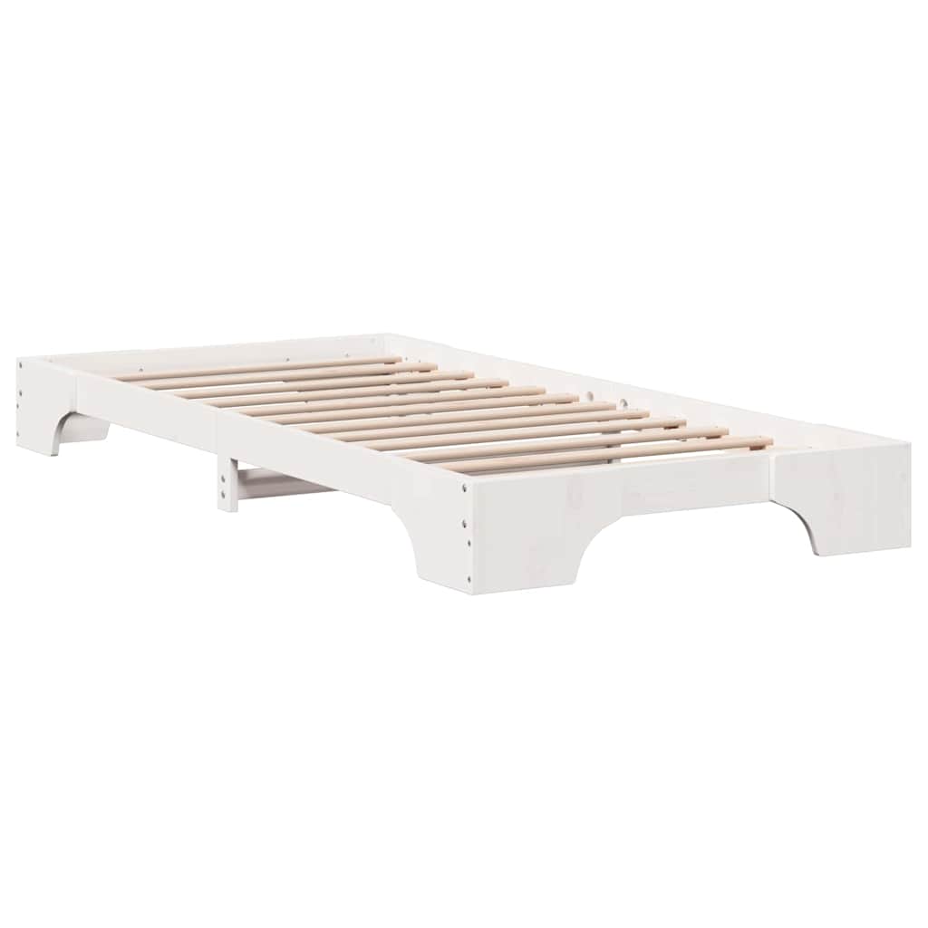 Bed Frame White 75 x 190 cm Solid Pine Wood