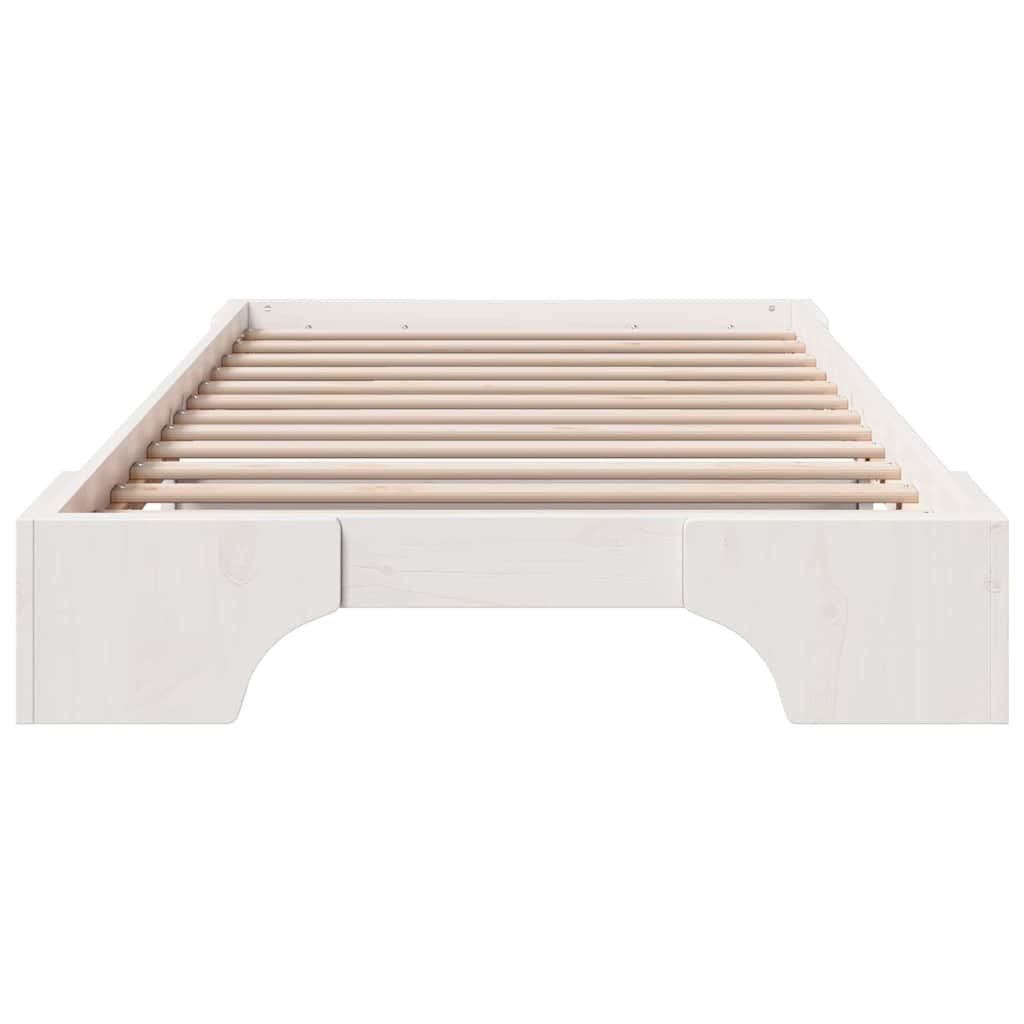 Bed Frame White 75 x 190 cm Solid Pine Wood