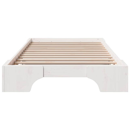 Bed Frame White 75 x 190 cm Solid Pine Wood