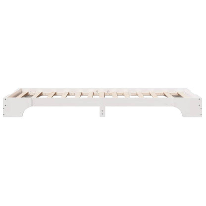 Bed Frame White 75 x 190 cm Solid Pine Wood