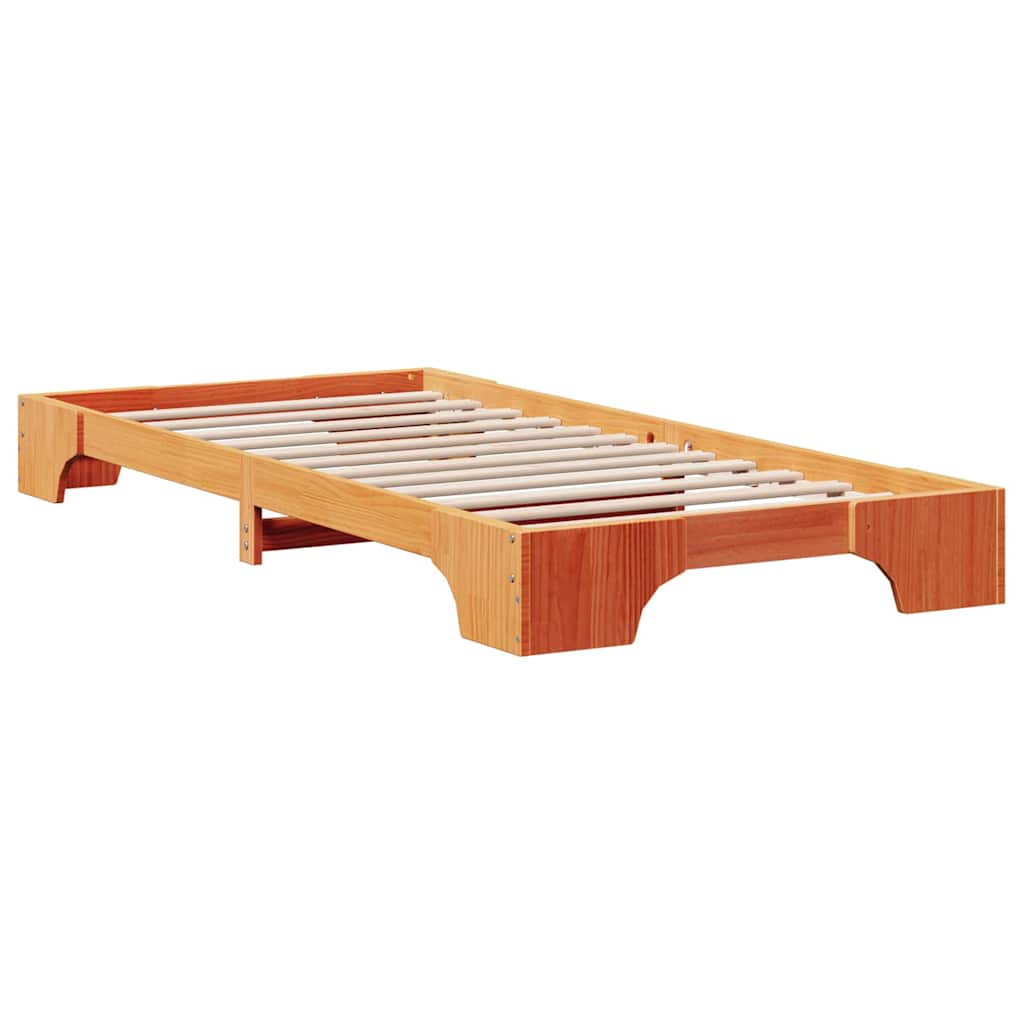 Bed Frame Wax Brown 75 x 190 cm Solid Pine Wood